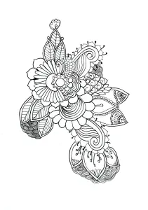 Bouquet floral ornemental en volutes