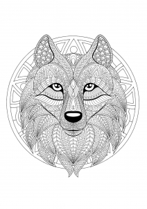 Tete De Loup Coloriages Difficiles Pour Adultes