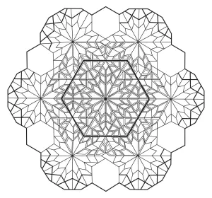 Mandala hexagonal à motifs stellaires