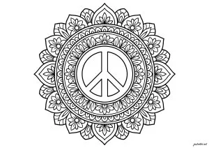 Symbole de paix entouré d'un beau mandala