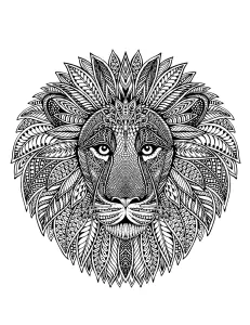 Tête de lion formant un Mandala
