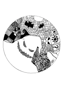 Coloriage adulte mandala fantome