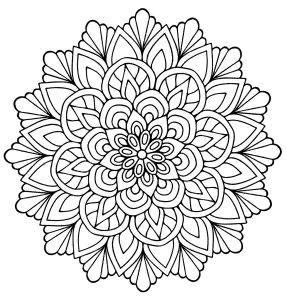 Mandala fleur avec feuilles