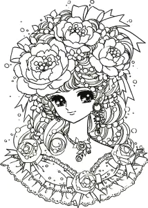 Fille Manga Fleurs