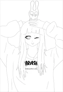Fille en sweat Thrasher coiffée d'un petit lapin