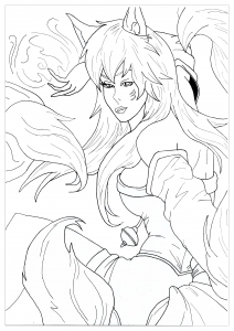 Coloriage manga ahri league of legend krissy