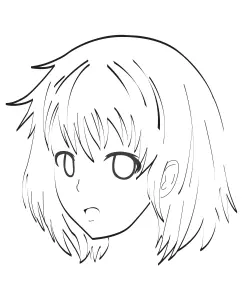 Visage manga coupe courte et frange
