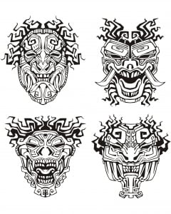 Masques Inspiration Inca Maya Azteque
