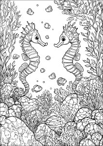 Coloriage hippocampe ocean 54321