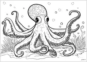 Jolie Pieuvre Des Fonds Marins