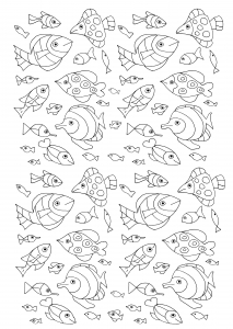 coloriage-nombreux-poissons
