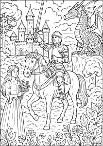 Épopée médiévale avec chevalier courageux