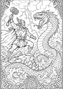 Thor affrontant Jörmungandr, le Serpent de Midgard