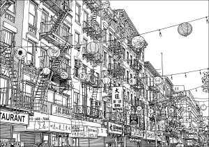 Rues animées de Chinatown à New York