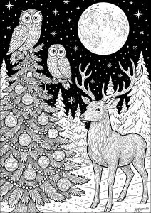 Cerf majestueux dans une forêt enneigée