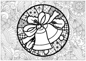 Coloriage complexe cloches noel