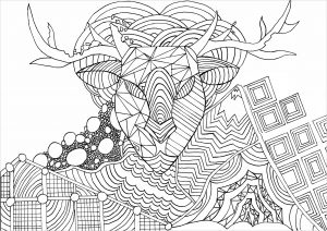 Coloriage renne noel zentangle