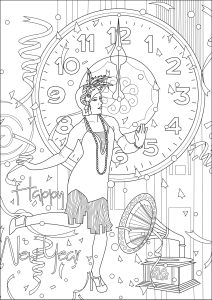 Dessin style Art Nouveau / Belle époque pour célébrer la Nouvelle année