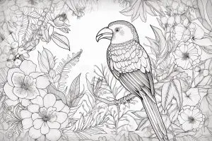 Oiseau Tropical Et Fleurs