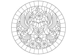 Deux Oiseaux Dans Un Cercle, Style Vitrail