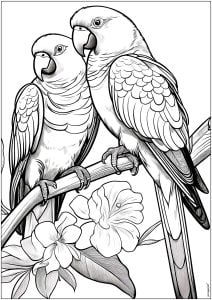 Deux Perroquets Sur Une Branche