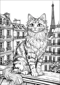 Chat majestueux sur un balcon parisien