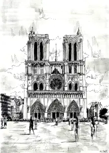 Magnifique Dessin De Notre Dame De Paris