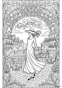 Femme à paris sous la tour eiffel