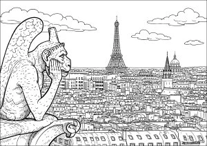 Gargouille contemplant Paris