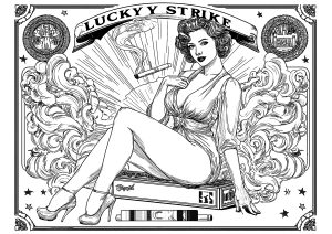 Fausse publicité pour Lucky Strike, style années 50