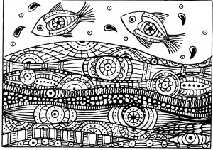 Deux Poissons Vagues Motifs