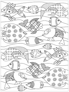 coloriage-joyeux-poissons