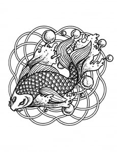 Coloriage poisson et bulles