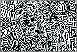 Coloriage créé à partir d'un tableau de Keith Haring