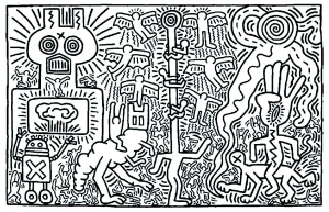 Coloriage adulte keith haring 2 1