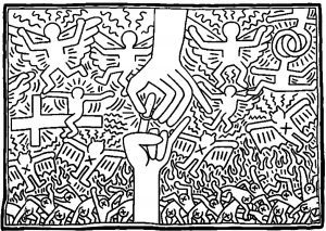 Coloriage adulte keith haring 3 1