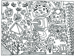 Coloriage adulte keith haring 5 1