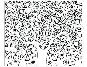 Coloriage adulte keith haring 6 1