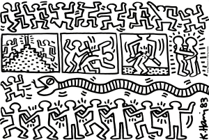 Coloriage difficile keith haring 13