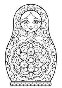 Coloriage jolie poupee russe 00001