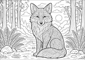 Coloriage renard foret 87231