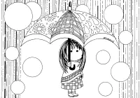 Petite fille sous la pluie