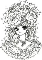 Fille style Manga avec fleurs