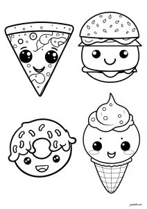 Nourriture dessinée en style Kawaii 