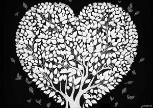 Coloriage arbre d amour