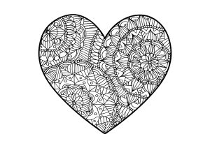 Coloriage coeur motifs complexes