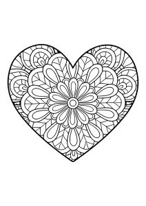 Coloriage coeur motifs simples