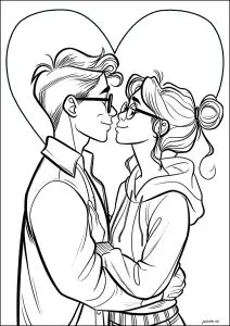 Jeunes Amoureux Avec Coeur En Arrière Plan