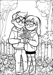 Jeunes Amoureux Style Pixar