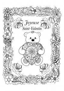 Coloriage saint valentin ourson